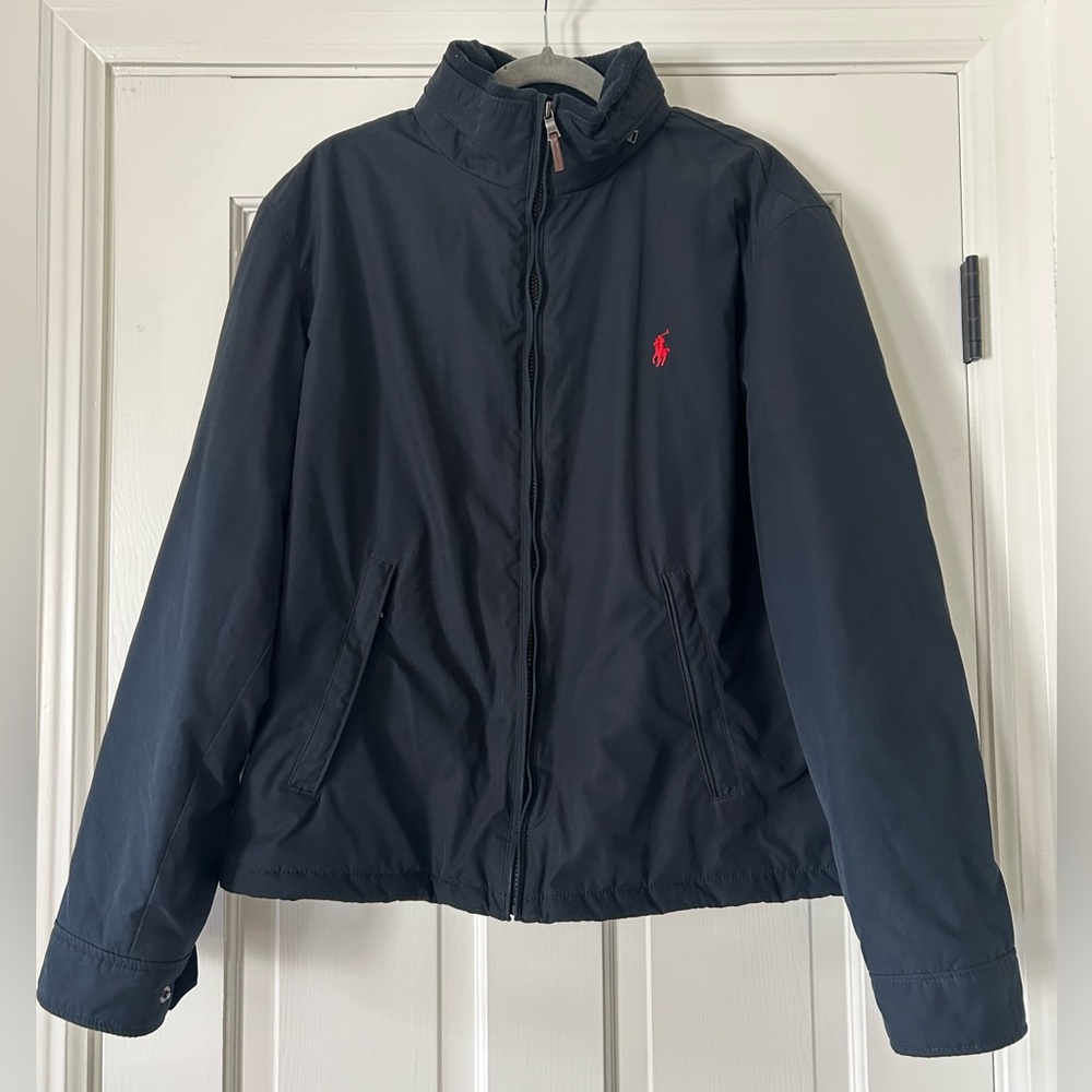 Polo Ralph Lauren Black Zip Up Windbreaker Jacket Size Large